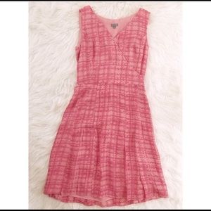 Ann Taylor 100% silk pleated pink splatter dress 0